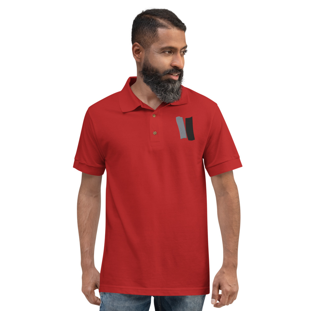 Infinity Classic Polo Shirt Gray Effects on Red