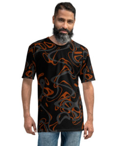 Ocean Waves Men's Crew Neck T-Shirt Red Tides on Black